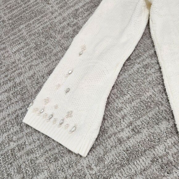 Chicos womens mock beaded sweater cream ivory size 2 or L - Picture 11 of 12